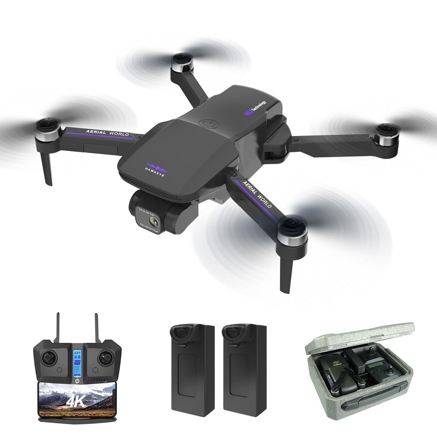 Foldable GPS 5G drone with three-axis gimbal and brushless motor