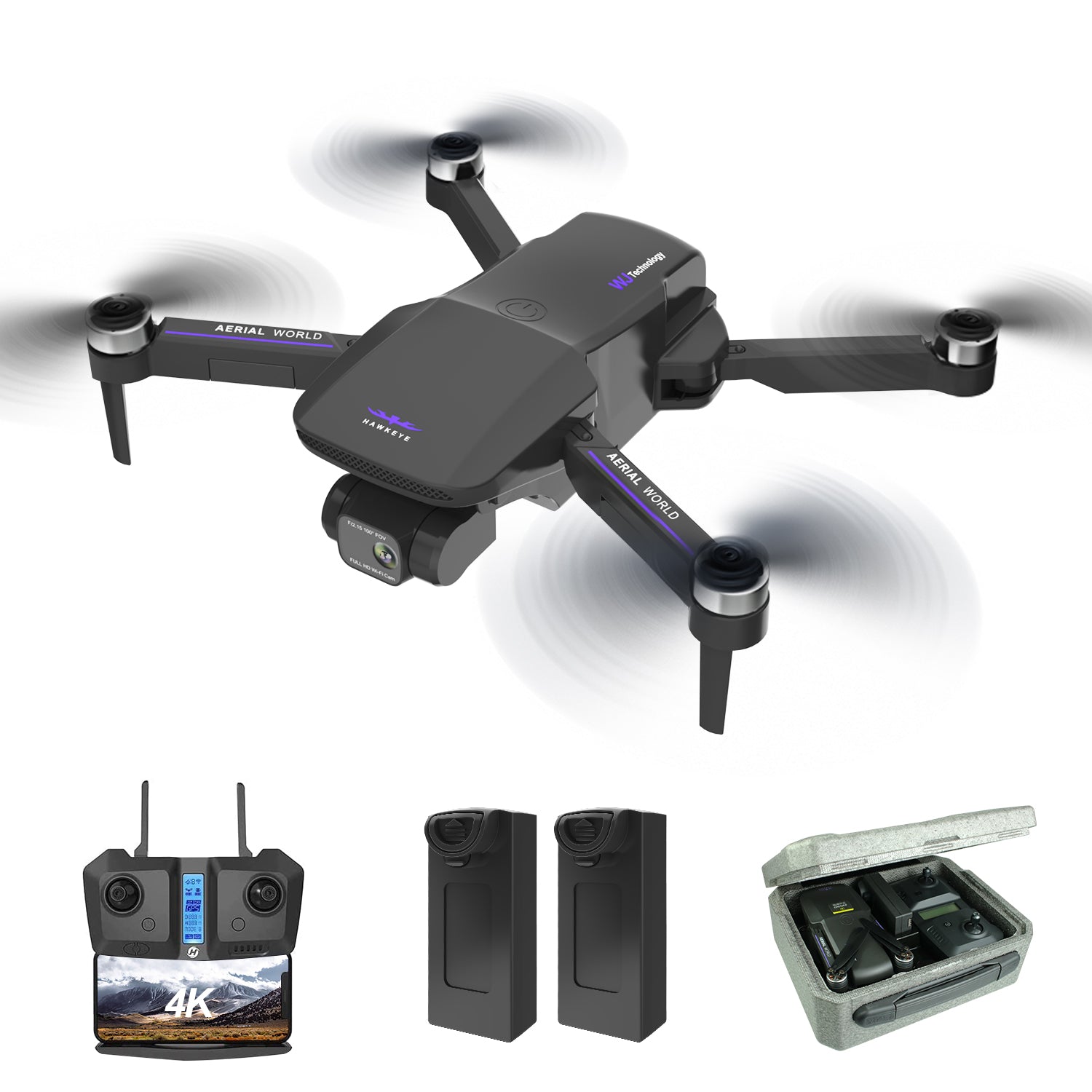 Drone Hubsan Drone ACE SE avec caméra 4K 3 axes 30fps 10KM GPS Wifi FPV 2  batterie blanc